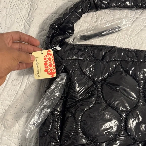 NWT Free People - Surplus Shine Carryall Tote Bag in black - Picture 9 of 16